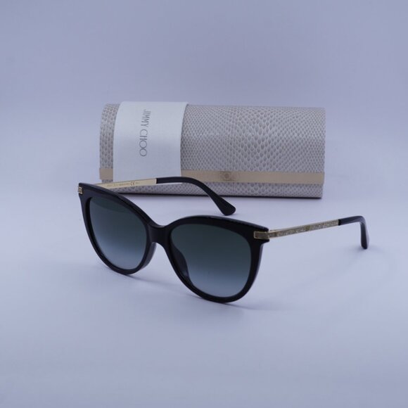 Jimmy Choo AXELLE/G/S 0807 9O Cat Eye Sunglasses - Black/Gold/Grey - Picture 5 of 10